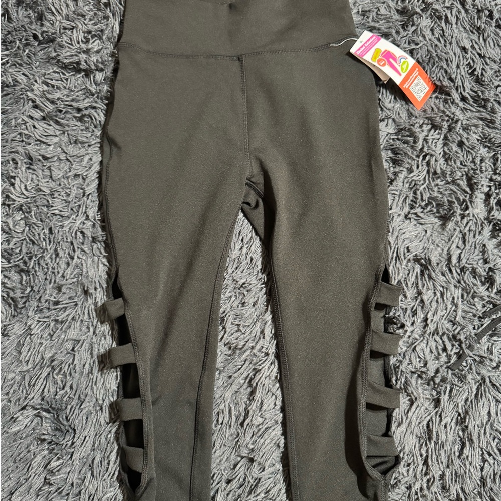 Black High-Waisted Leggings with Side Cutouts